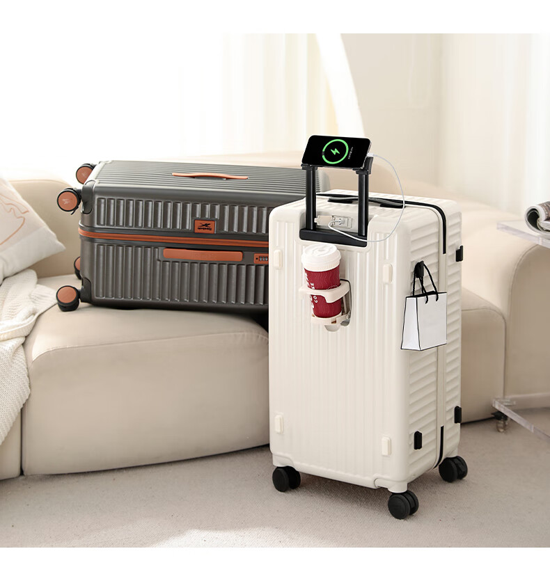 Reebok Suitcase, PC Trolley Case, Multifunctional Large Capacity Travel Luggage, Password Lock Suitcase, Leather Case, Hao Kong Bai 24 Inches 18