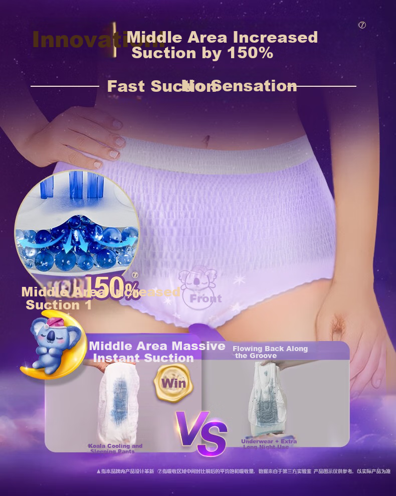 Hushubao [Quick-Drying, Leak-Proof] Koala Cooling Sleep Pants, 32 Pieces, L Large Size, Comfortable Pants, Night Sleep Pants, Sanitary Napkins, Self-Operated 5