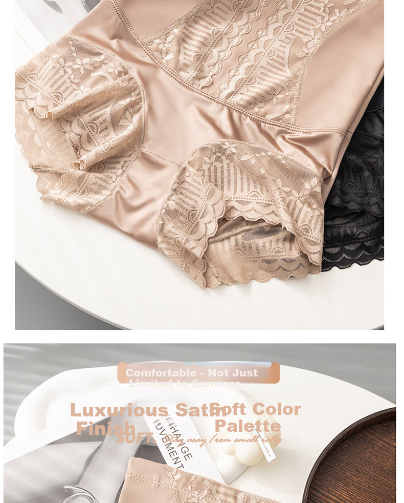 LangSha High-Waisted Cotton Tummy Control Shapewear Shorts for Women, 2-Pack Slimming Body Shaper Triangle Panties 3