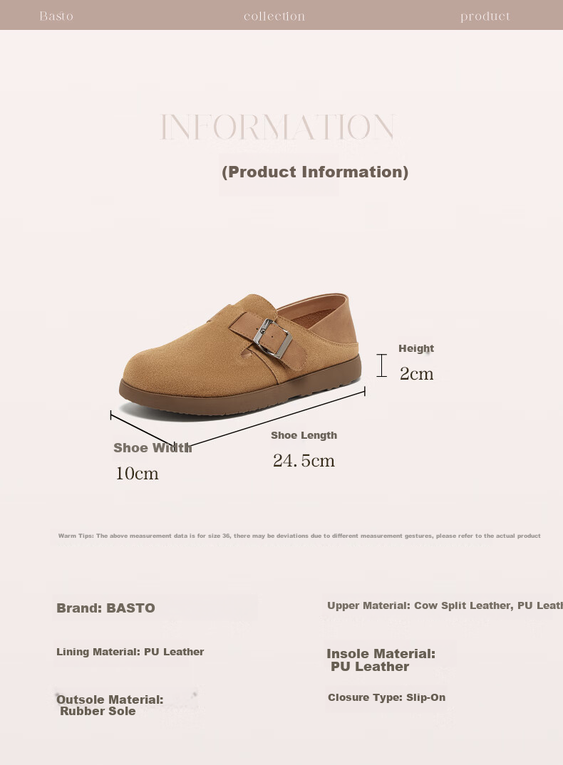 Basto Retro Casual Birkenstock-Style Flat Shoes for Women BG318CA4, Brown, Size 39 5