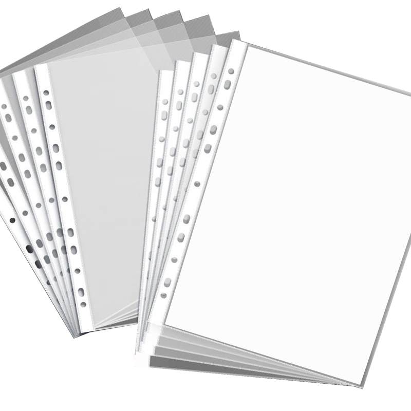 TANGO 11-Hole Document Folder A4 Refill Pockets, 50 Pieces, Express Delivery Bag Receipt File Storage Loose-Leaf Binder Quick Labor Folder Transparent Office Supplies, 3C Standard Thickness