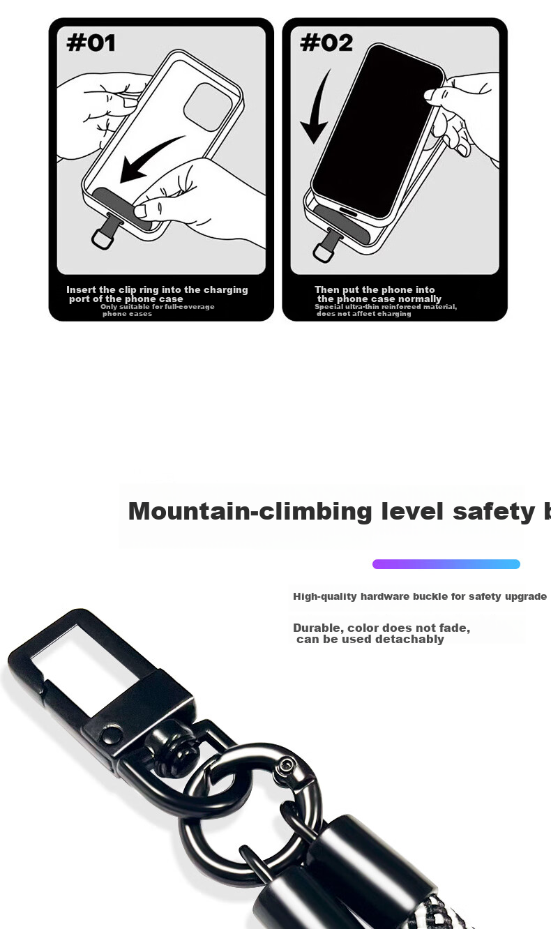 ALittleFlower Phone Lanyard, Neck Strap, Crossbody Strap, Thickened Accessory Case, Outdoor Anti-Theft Cord, Sports Travel Camera Phone Chain, Suitable for Huawei Mate 80/X7 Series, Zebra White Long 6