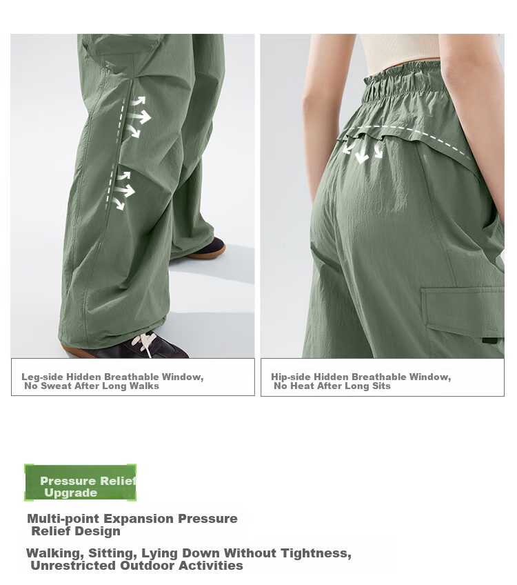 Beneunder Cargo Paratrooper Pants for Women, Quick-Dry Trousers, Loose-Fitting Hiking Casual Sports Wide-Leg Sun Protection Pants DS673 17