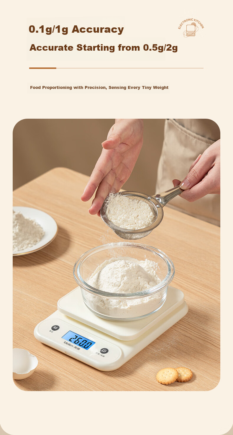 Meilen Electronic Kitchen Scale, Home Small High-Precision Weighing Scale for Baking, Food, Coffee, Chinese Medicine, Precise 0.1g 3