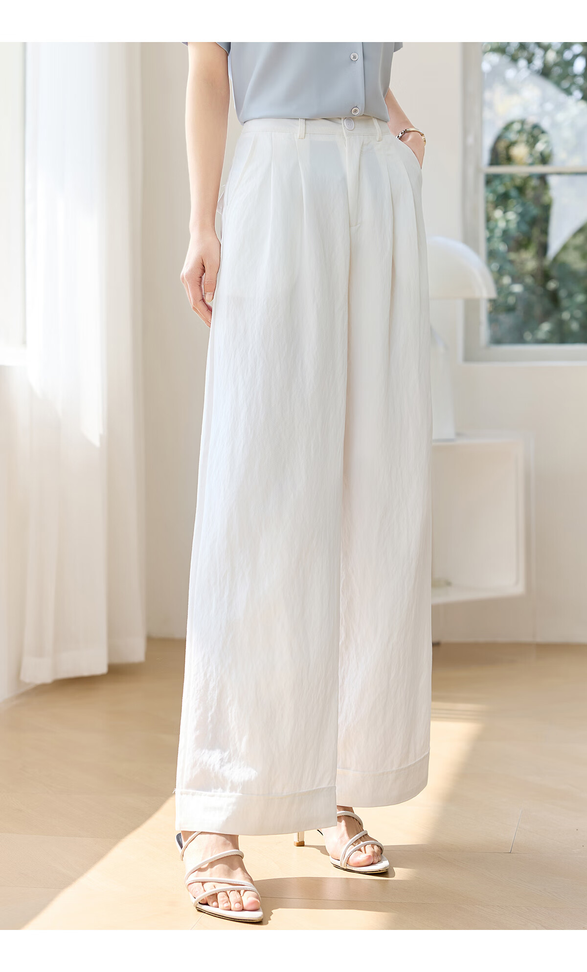 Chushen Spring And Summer Wide-Leg Pants for Women, High-Waisted, Height-Increasing, Straight-Leg, Loose-Fitting, Slimming, Relaxed Casual Long Pants S52X062 24