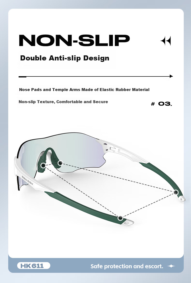 HELEN KELLER Sunglasses for Men And Women, Sports UV Protection Cycling Running Sunglasses HK611YDN90 6