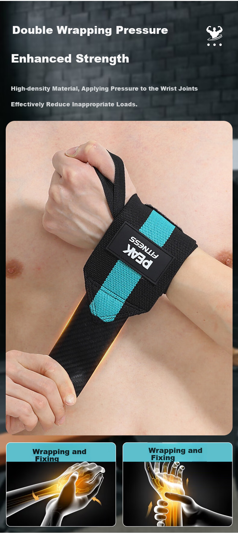 Pike Wrist Support Fitness Bench Press Push-Up Exercise Compression Wristband for Men, Pull-Up Tendonitis Wrist Sprain Protective Gear 5