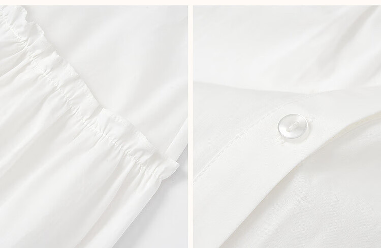 Dme [Gentle Trailer] Spring And Summer French Pure Cotton Pleated Wrinkled Shirt with Ruffle Collar And Puff Sleeves Women's Blouse Top 7