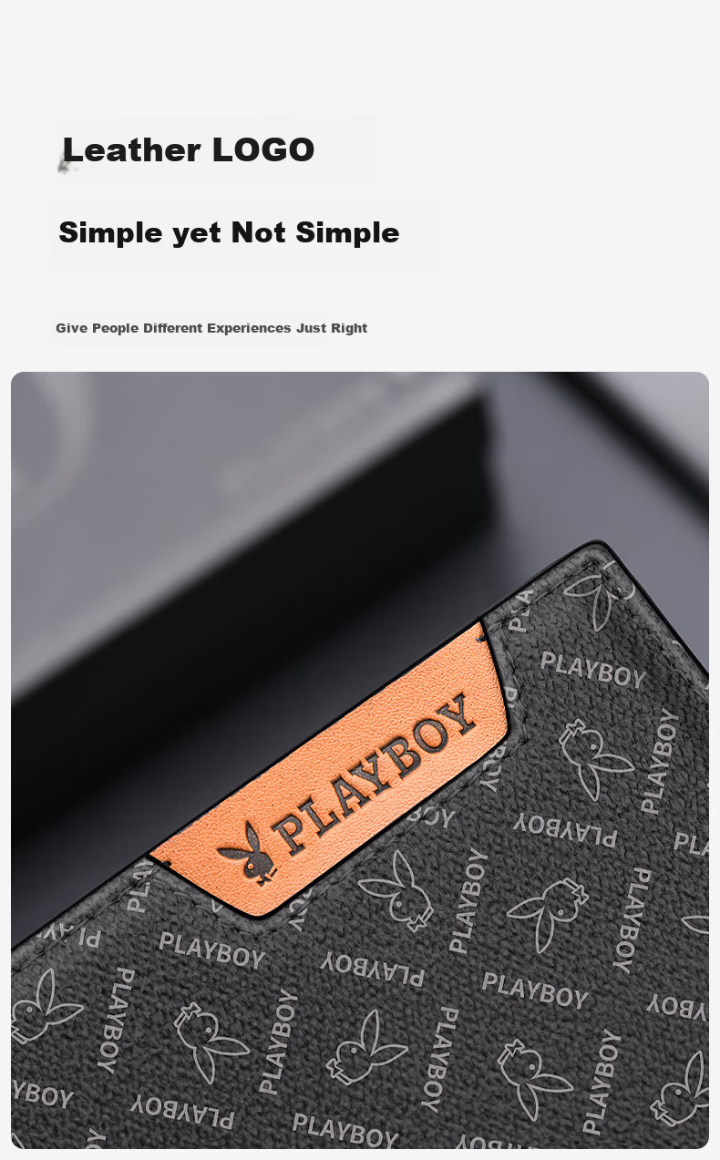 PLAYBOY Wallet, Men's Business Casual Short Horizontal Style, Card Holder, ID Card Holder, Bill Holder, Leather Wallet, Birthday Gift Box for Boyfriend 6