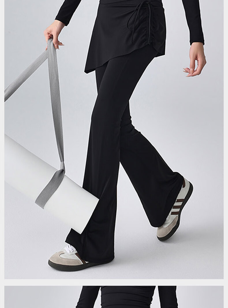 XUEXIMAN Two-in-One Yoga Skirt Pants Sports Tennis Skirt with Drawstring High Waist Running Anti-Exposure Fitness Pants for Women 9