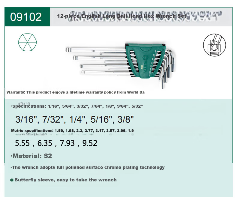 SATA Tool Set, 8-Piece Folding Hex Key Set, 09121 8