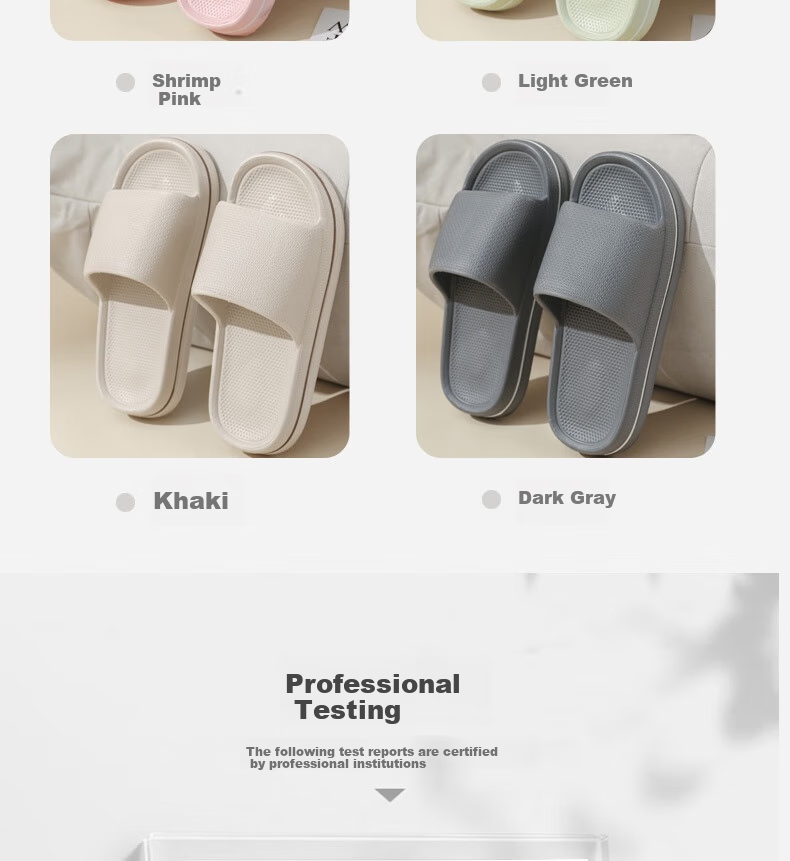 Huameijianbu Home Couple Slippers, Thickened, Non-Slip, Quiet, Macaron Color, Men's And Women's Sandals, HM617, Khaki, Size 42-43 6