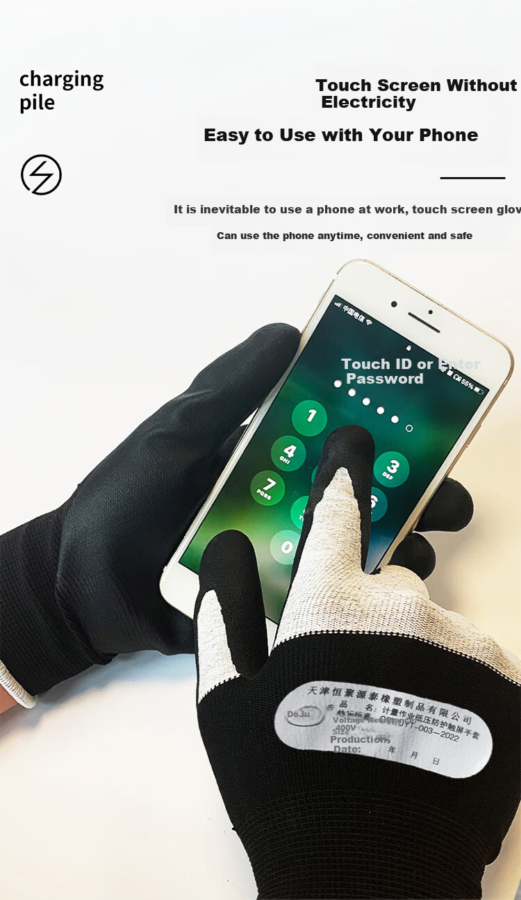 Hengju Insulation Gloves 400V, Electrician Gloves, Low-Voltage Anti-Electric Shock Specialized, Anti-Electric Touch, Wear-Resistant, Non-Slip Coated Gloves 2