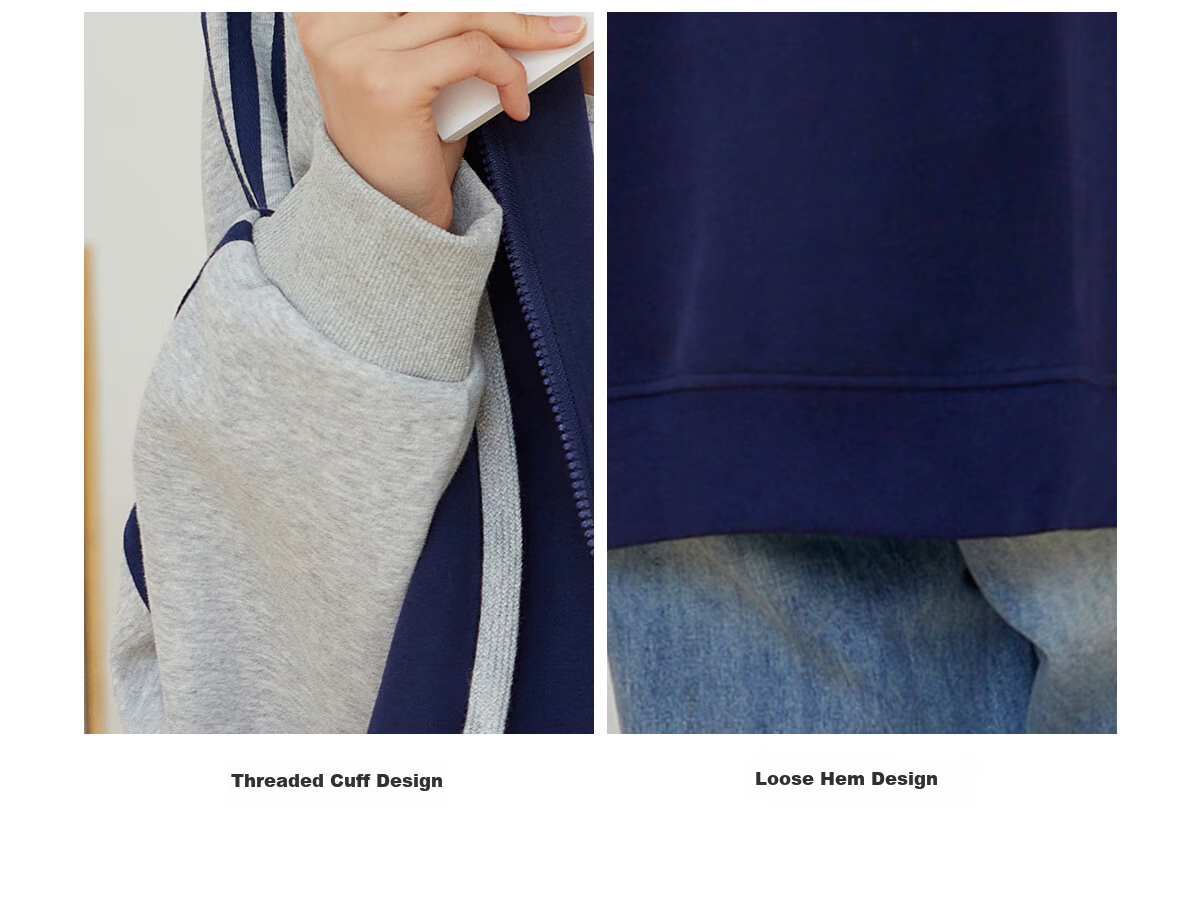 Halo Queen Hoodie Jacket for Women, Color Block Korean Style Casual Coat, Loose Comfortable Cardigan Top, New Product H143W1012 11