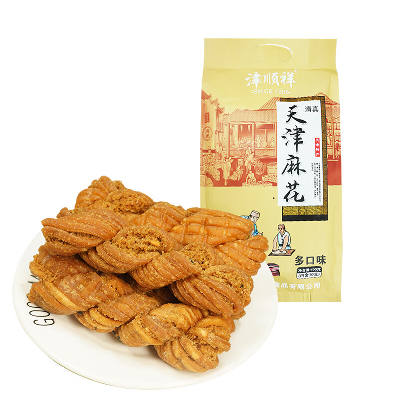 津顺祥 天津特产夹馅大麻花（多口味混装）400g/袋