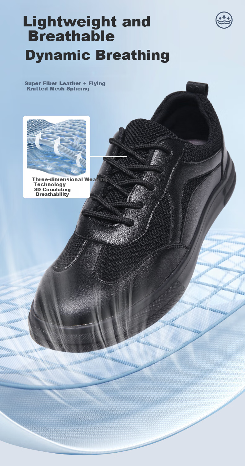 Chuwang Kitchen Non-Slip Oil-Resistant Work Shoes, Chef Casual Shoes, Breathable Summer Flyknit Mesh L006, Men's - Black, Size 42 7