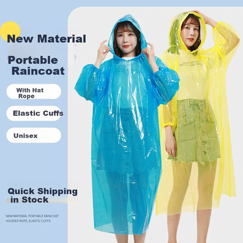 BWNK Disposable Raincoats, 6-Pack, Thickened, Portable for Men And Women, Outdoor Travel Ponchos, Thickened, Random Colors