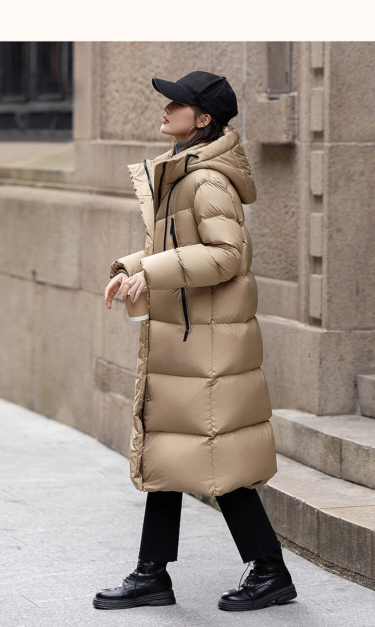 Dme [Qing Nuan Yun Duo Series] Winter Outdoor Hooded 90% Duck Down Thickened Over-Knee Long down Warm Coat 22