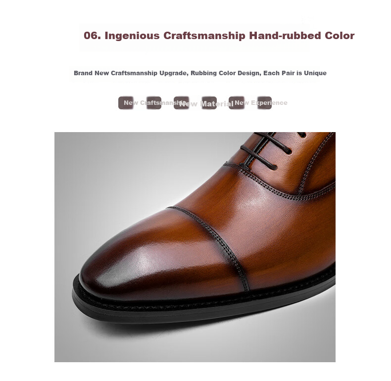DES AI (DESAI) Three-Joint Casual Men's Shoes, Business Formal Leather Shoes, Pointed Oxford English Style Wedding Shoes, Brown, Size 39 7