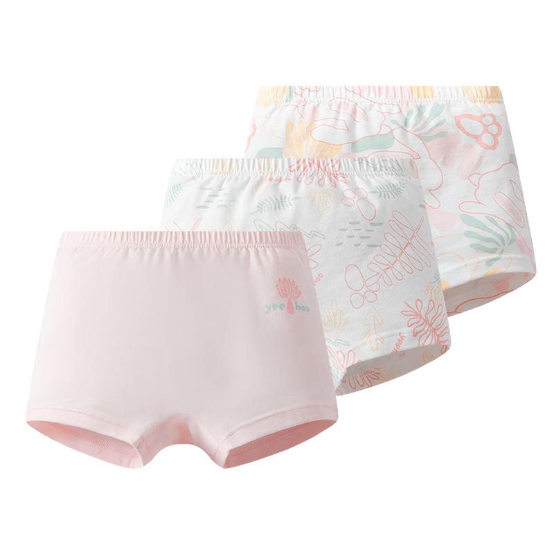 YEEHOO Girls' Underwear, 3A Antibacterial Crotch, 100% Cotton, Breathable And Comfortable, No Wedgie, Cartoon Design, Pink