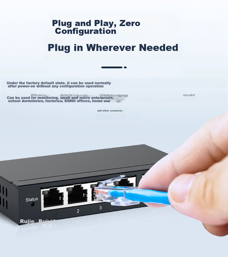 Ruijie RG-ES124GD-E 24-Port Gigabit Unmanaged Switch Plug and Play Security Office Surveillance Switch Splitter Rack-Mountable Replacement for ES124GD 5