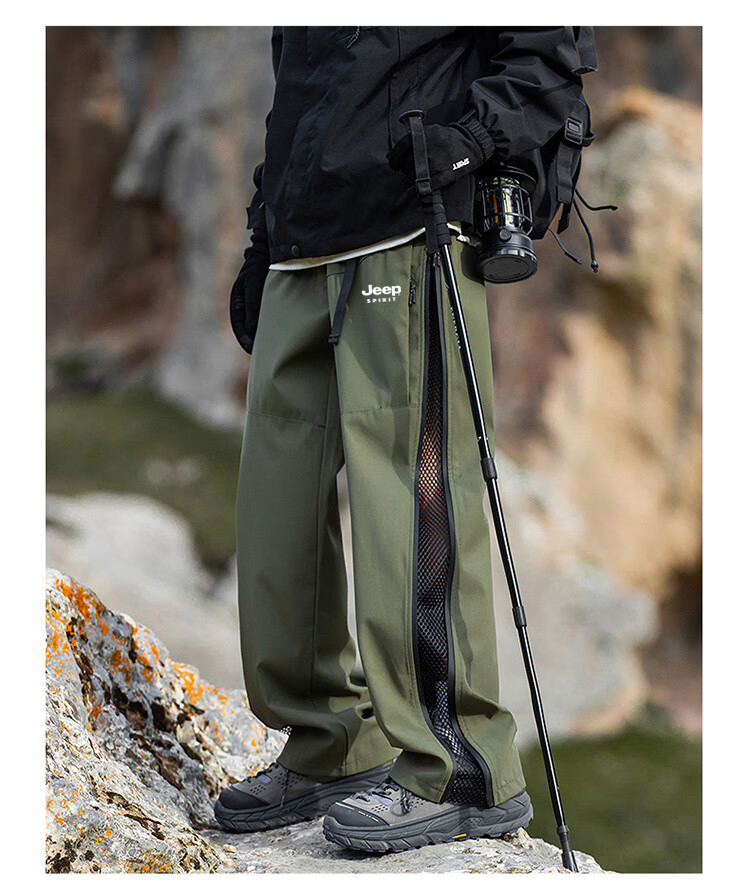 JEEP SPIRIT Men's Pants, Autumn And Winter Workwear Casual Trousers, Loose Straight-Leg Tactical Sports Trendy Hiking Pants 9