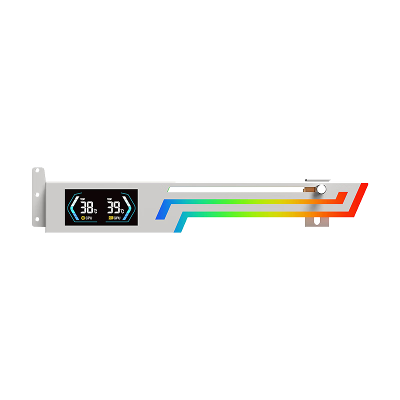 PowerTrain Z-X6 Graphics Card Bracket, ARGB Light Synchronization, White Horizontal Support Frame, Seaside View Jack, Compatible with 40 Series And 50 Series, Metal Structure, Temperature Display
