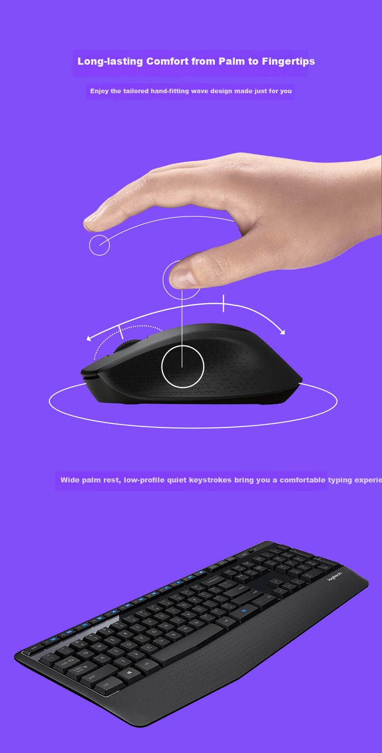 Logitech MK346P (Same As MK345 Appearance), Wireless Keyboard And Mouse Set, Office And Business Keyboard And Mouse Combo, Full-Size Keyboard with 104 Keys, Number Pad, Portable Black 3