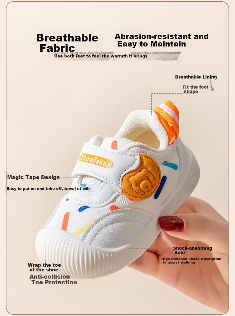 ThomBaker Toddler Shoes, Spring And Autumn Pre-Walking Shoes for Infants, Non-Slip Soft Sole Children's Shoes for Boys And Girls, Red Strawberry, Size 18 1
