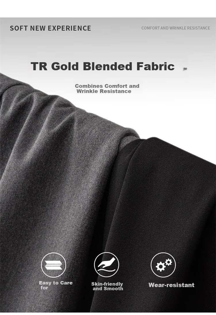 DANCING WOLVES [TR Wrinkle-Resistant] Business Commute Casual Pants, Crisp And Stylish Men's Casual Trousers, 001 Black, Size 28 3