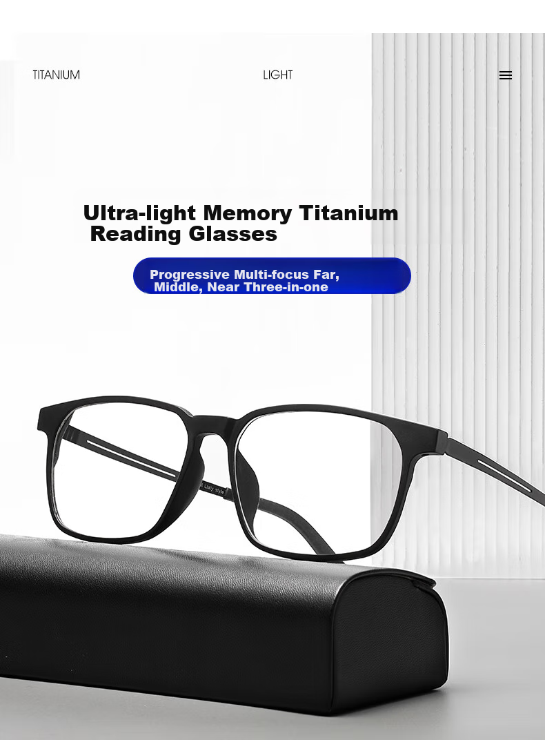 CAPONI German Imported Reading Glasses for Men And Women, Anti-Blue Light, Bifocal, High Definition, Ultra-Light Titanium Black Frame Reading Glasses 1