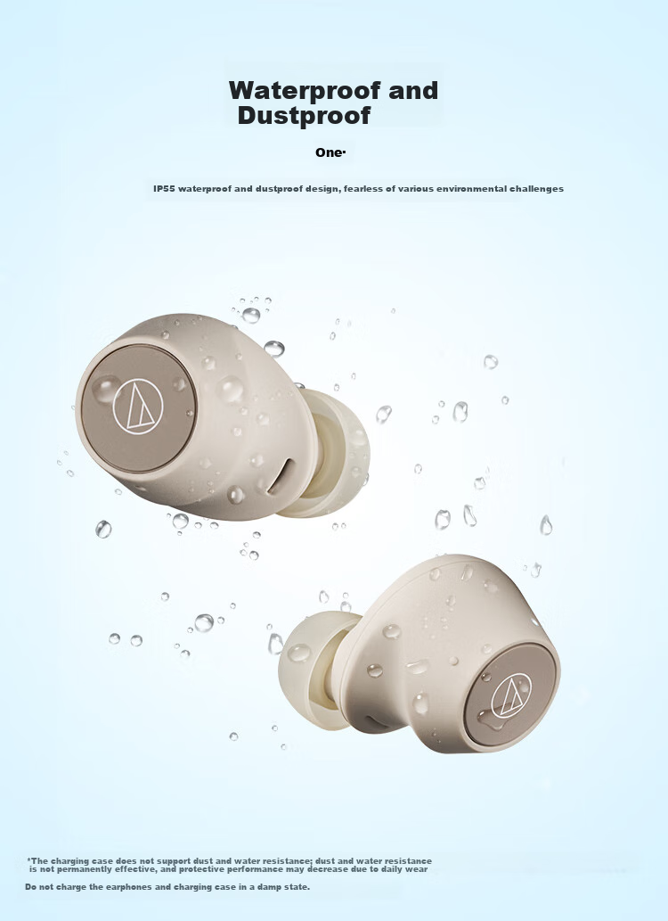 Audio-Technica CKS30TW+ True Wireless Noise-Cancelling Bluetooth Earphones, In-Ear Music Bass Waterproof, Compatible with Huawei Apple Xiaomi Headphones, Gree 4