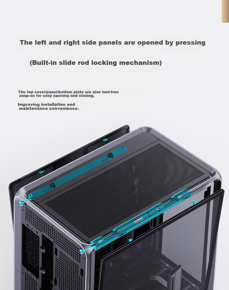 JONSBO BO400 ATX Aluminum Seaside Case (E-Sports Gaming, 360mm Water Cooling, 5V ARGB Lighting Effects, 10 Fan Positions, Aluminum Alloy GPU Bracket, ATX Power Supply Position) 7