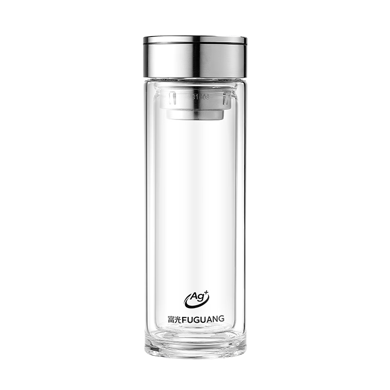 Fuguang Antibacterial Glass Cup, Double-Layer High Borosilicate Tea Infuser Mug, Tea-Water Separation Cup, High-End Car Water Bottle, Mid-Autumn Festival Gift for Me