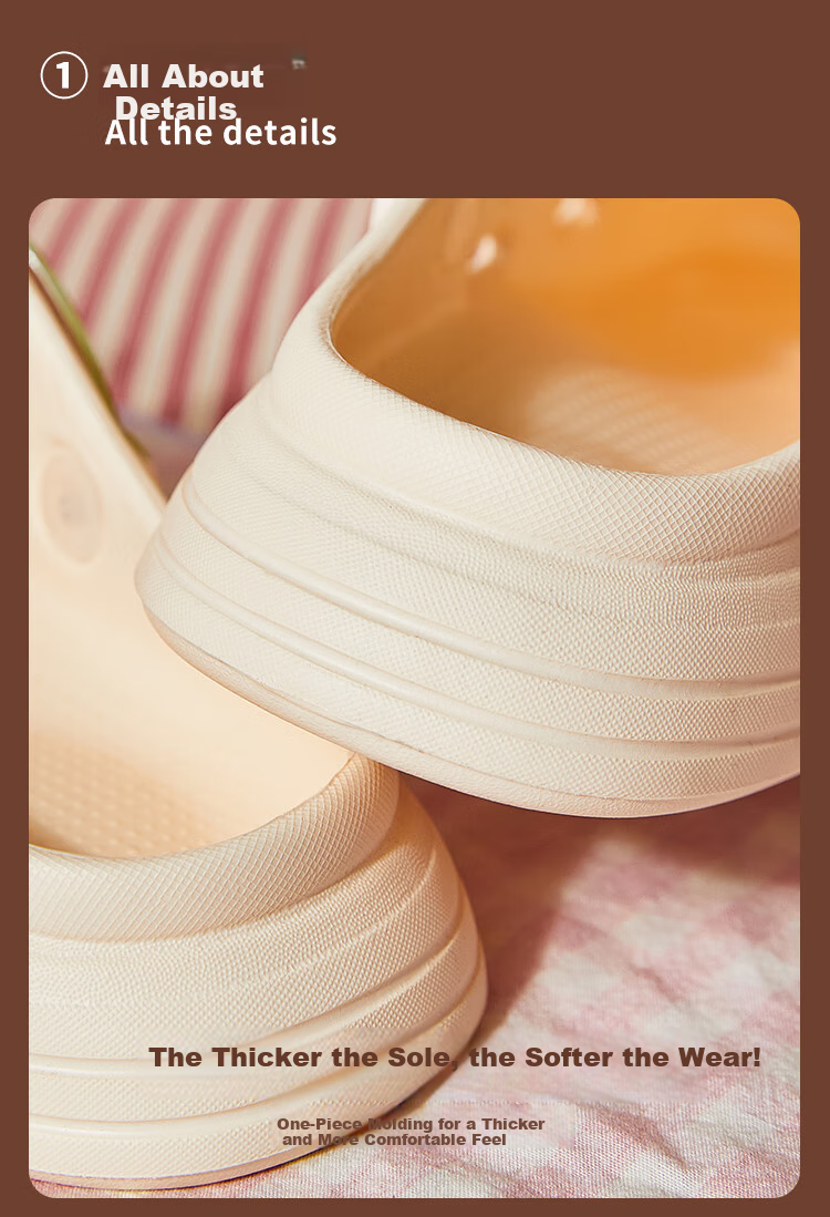 Gukoo Women's Summer Slippers, Zootopia Crocs-Style Shoes, Indoor Wearable, Non-Slip Thick-Soled Beach Sandals, Beige, Size 39-40 4