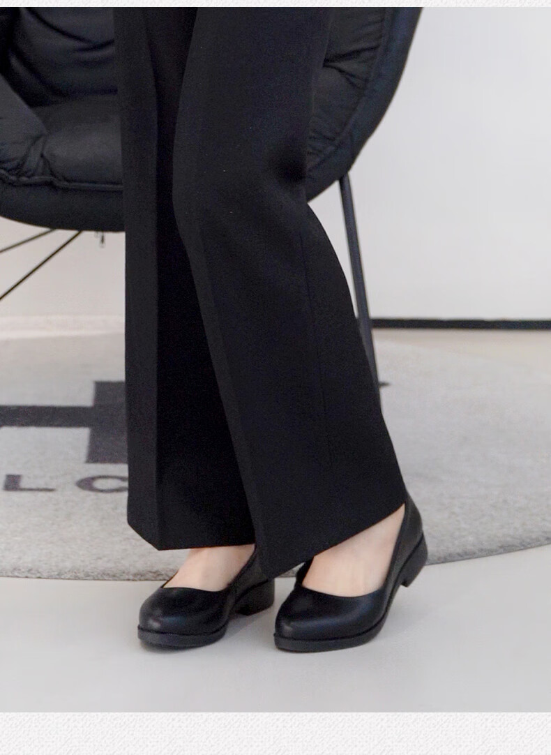 CARTELO Professional Black Work Shoes, Comfortable Leather Shoes for Women, Single Shoes KDLDX-9577 Black Size 35 12