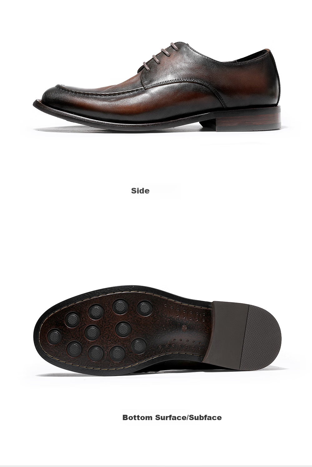 DES AI (DESAI) Hand-Scraped Texture Business Casual Leather Shoes for Men, Genuine Leather Suede Formal Handmade Men's Shoes, Brown, Size 38 6