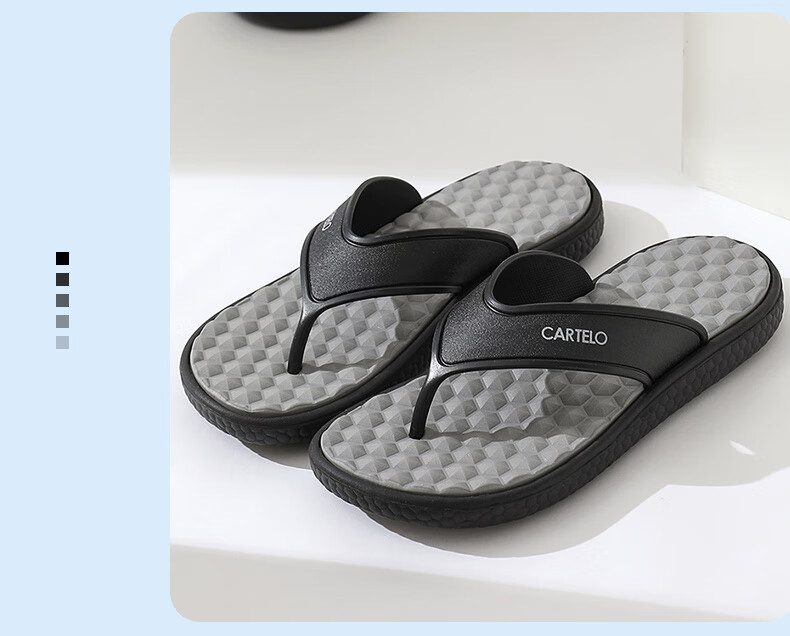 CARTELO Men's Flip-Flops, Summer Casual Sandals for Outdoor Wear, Beach Shoes, Style 1550, Green, Size 42 12