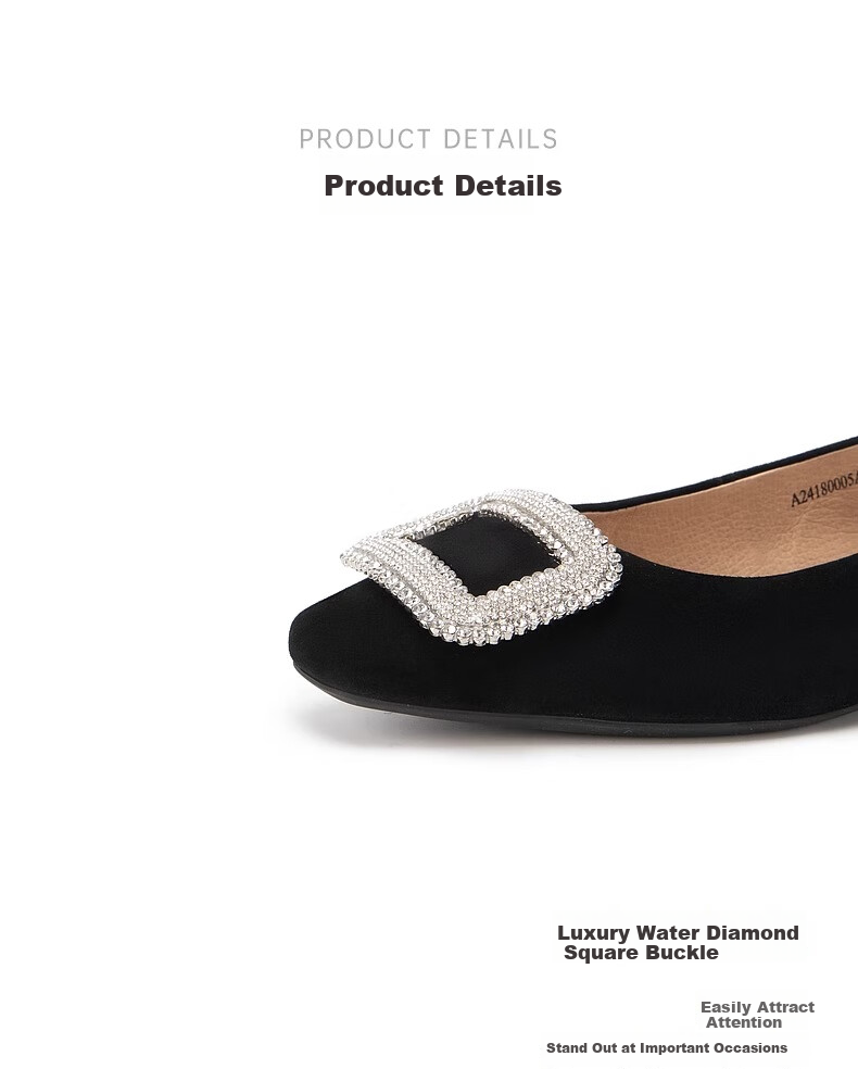 C.BANNER Women's Ballet Flats A24180005, Black (Suede), Size 37 1