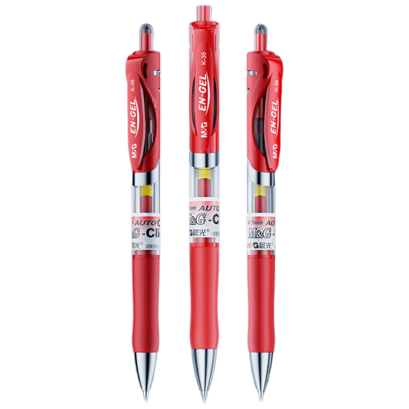 M&G K35 Retractable Gel Pen 1.0mm Red Ink Student Signature Business Bullet Tip Exam Office Supplies 12pcs/Box K3566C