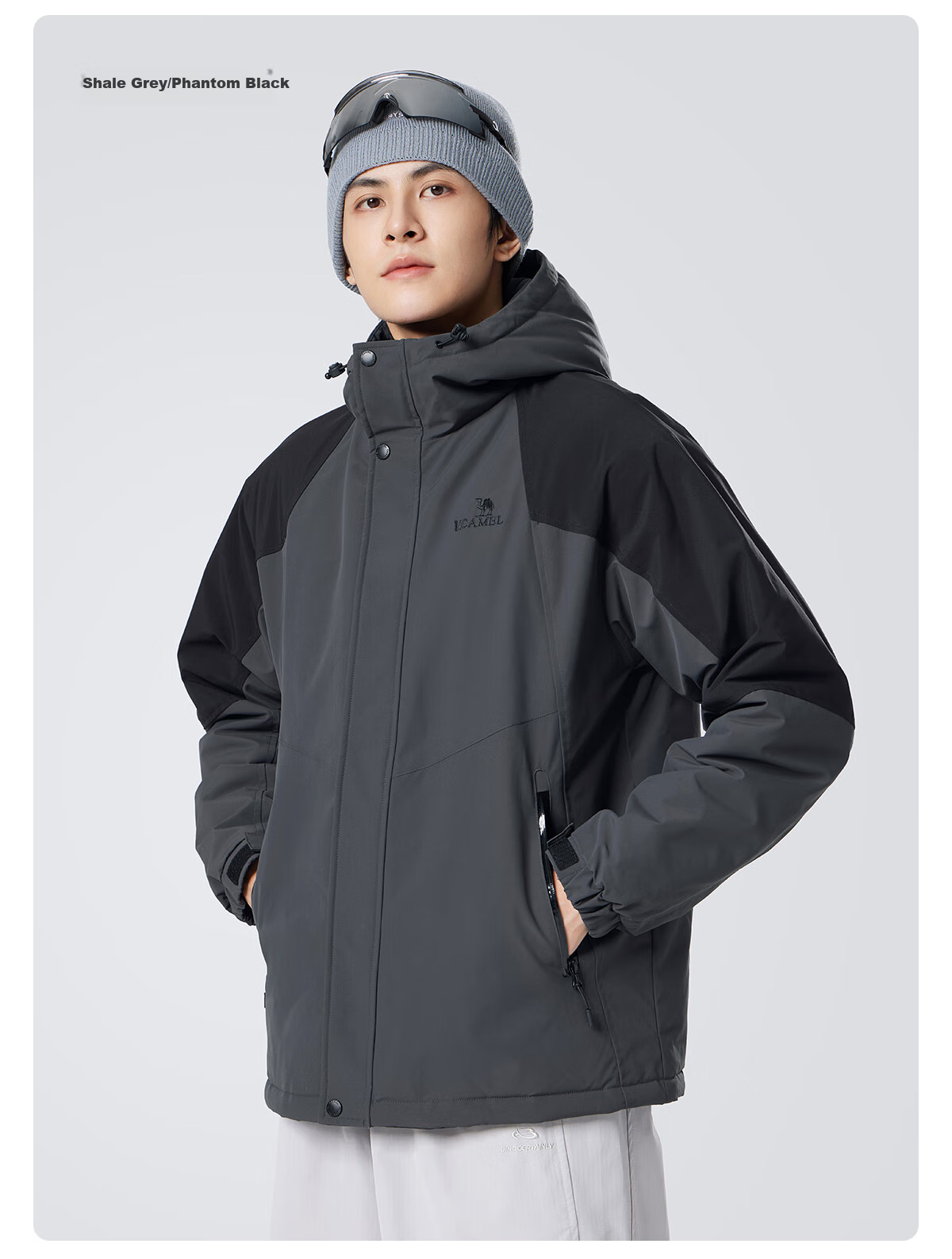 CAMEL Men's Cotton Jacket, Winter Urban Light Outdoor Fleece-Lined Waterproof Coat, Couple's Outerwear M13CA6V128C 24