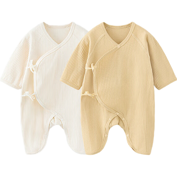TONGTAI Baby Romper Spring And Autumn Newborn Clothes Pure Cotton Infant Butterfly Suit 2-Piece Set Yellow 59cm