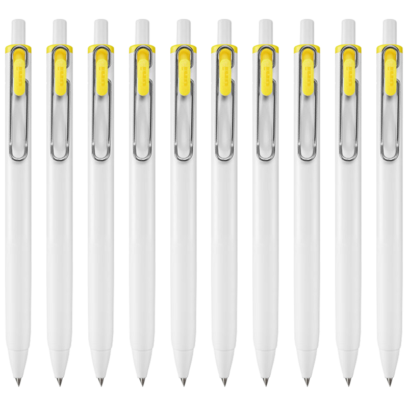 Uni-Mitsubishi Uni-Ball One Series, Small Concentric Core Yellow Gel Pen, High Aesthetic Value, 0.5mm Signing Pen, UMN-S 10 Pieces