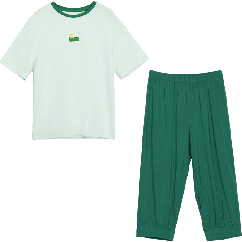 Hodohome Children's Pajamas for Boys, Modal Cool-Touch Home Wear, Short-Sleeve Round Neck Air Conditioning Suit Set for Boys, Size 235 150