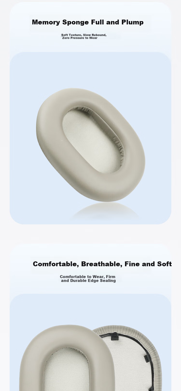 ESCASE Compatible with Sony WH-1000XM5 Ear Cups, Headband Replacement Covers, XM4 Foam Ear Cups Protective Covers, One Pair Platinum Silver, with Storage Box 1