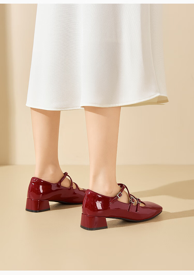Dusto Mary Jane Shoes for Women, Spring 2025 New Fashion Casual Chunky Heel Ankle Strap Square Toe C0033 8