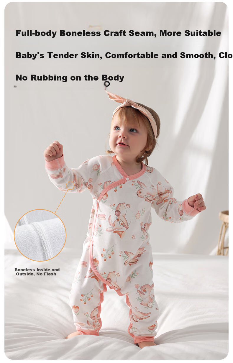 Beitaisi Baby Clothes, All-Season Onesie, Long-Sleeve, Pure Cotton, Soft, Newborn Infant Belly Protection, Anti-Cold, Baby Romper, Crawling Suit 7