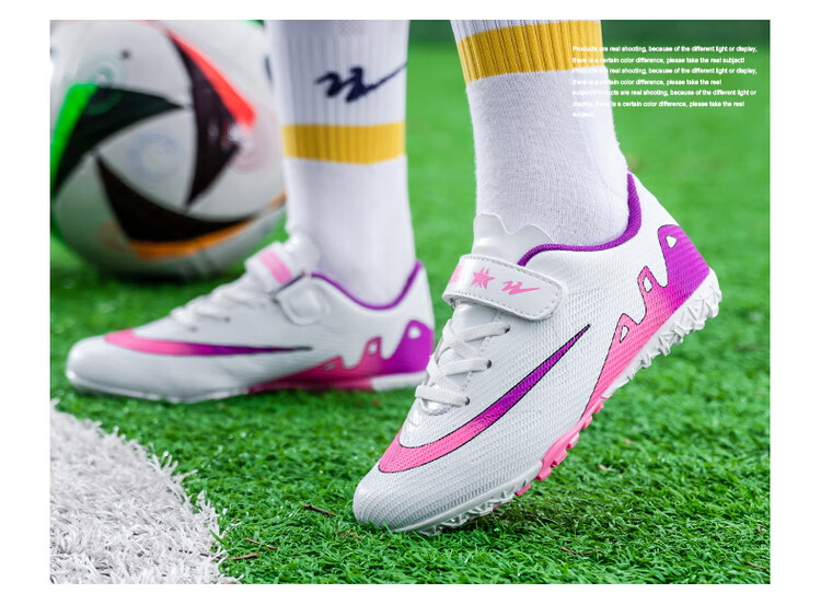 Shuangxing Children's Soccer Shoes for Boys And Girls, Big Kids' Molded Studs TF Artificial Grass Training Shoes, Student And Youth Slip-On Sneakers 17