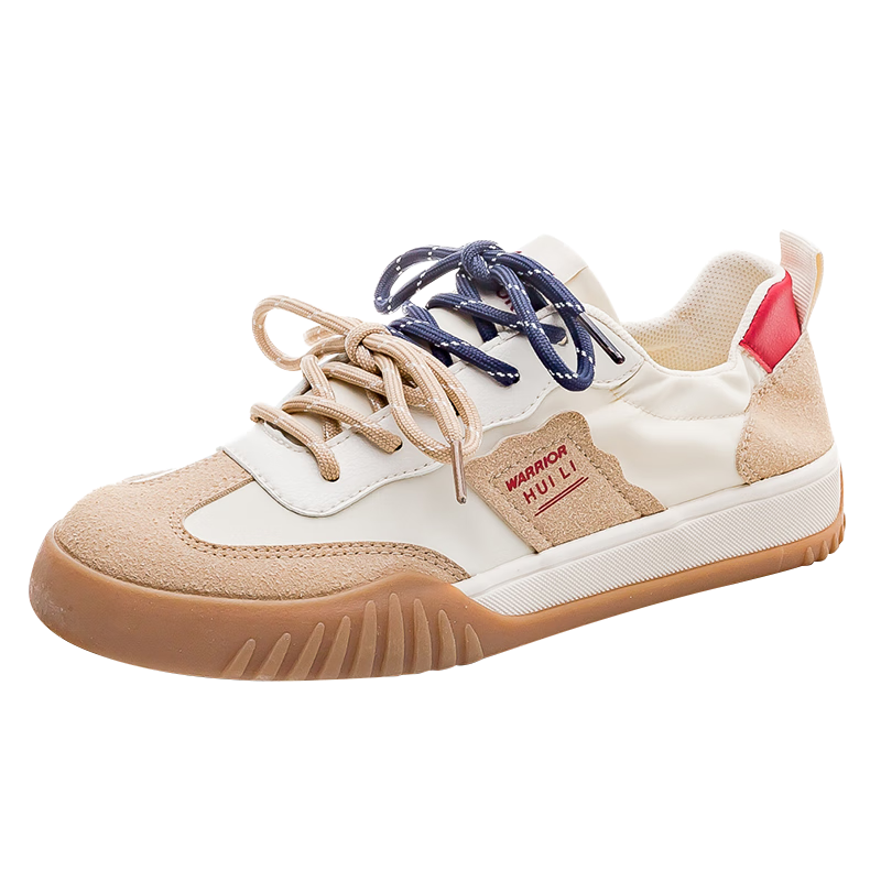 Huili Official Women's Sneakers, Summer 2026 Women's Shoes, Retro Trendy Comfortable Dexun Shoes for Women, Beige And Red, Size 35