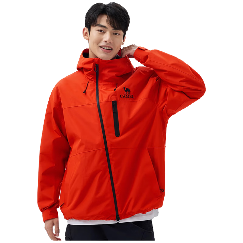 CAMEL Outdoor Jacket for Men And Women, Windproof And Waterproof Single-Layer Coat, Bright Color Outdoor Hiking Wear A35BF00079 M